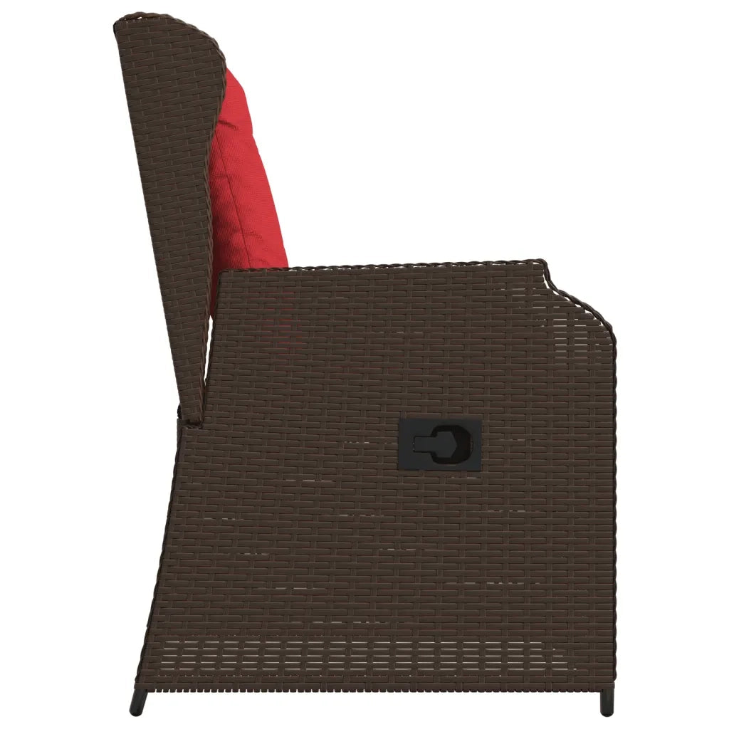 Sedie da giardino reclinabili 2 pz con Cuscini in Polyrattan Marrone 368997