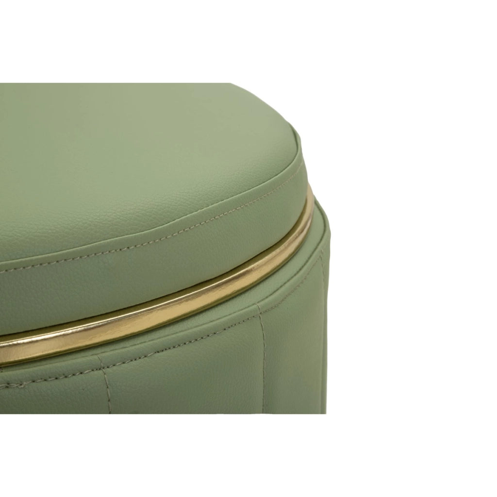 Pouf London in ecopelle verde con dettagli oro