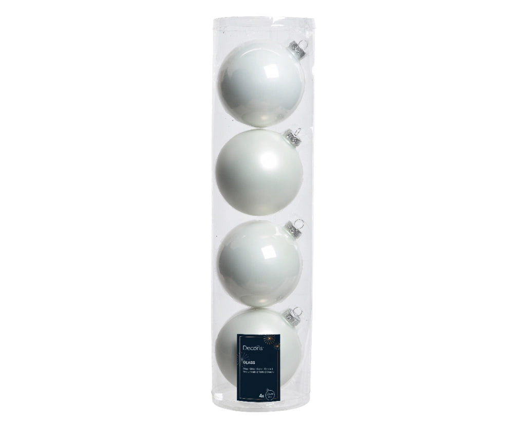 Box 4 Palline Vt luc/opac Bianco neve d10cm