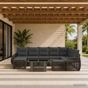 Set Divano da Giardino 10 pz Grigio e Grigio Scuro polyrattan 3437033
