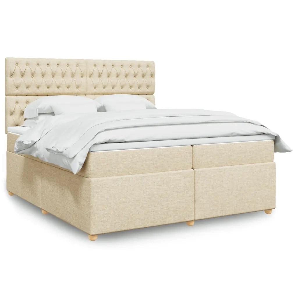 vidaXL Giroletto a Molle con Materasso Crema 200x200 cm in Tessuto