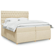 vidaXL Giroletto a Molle con Materasso Crema 200x200 cm in Tessuto