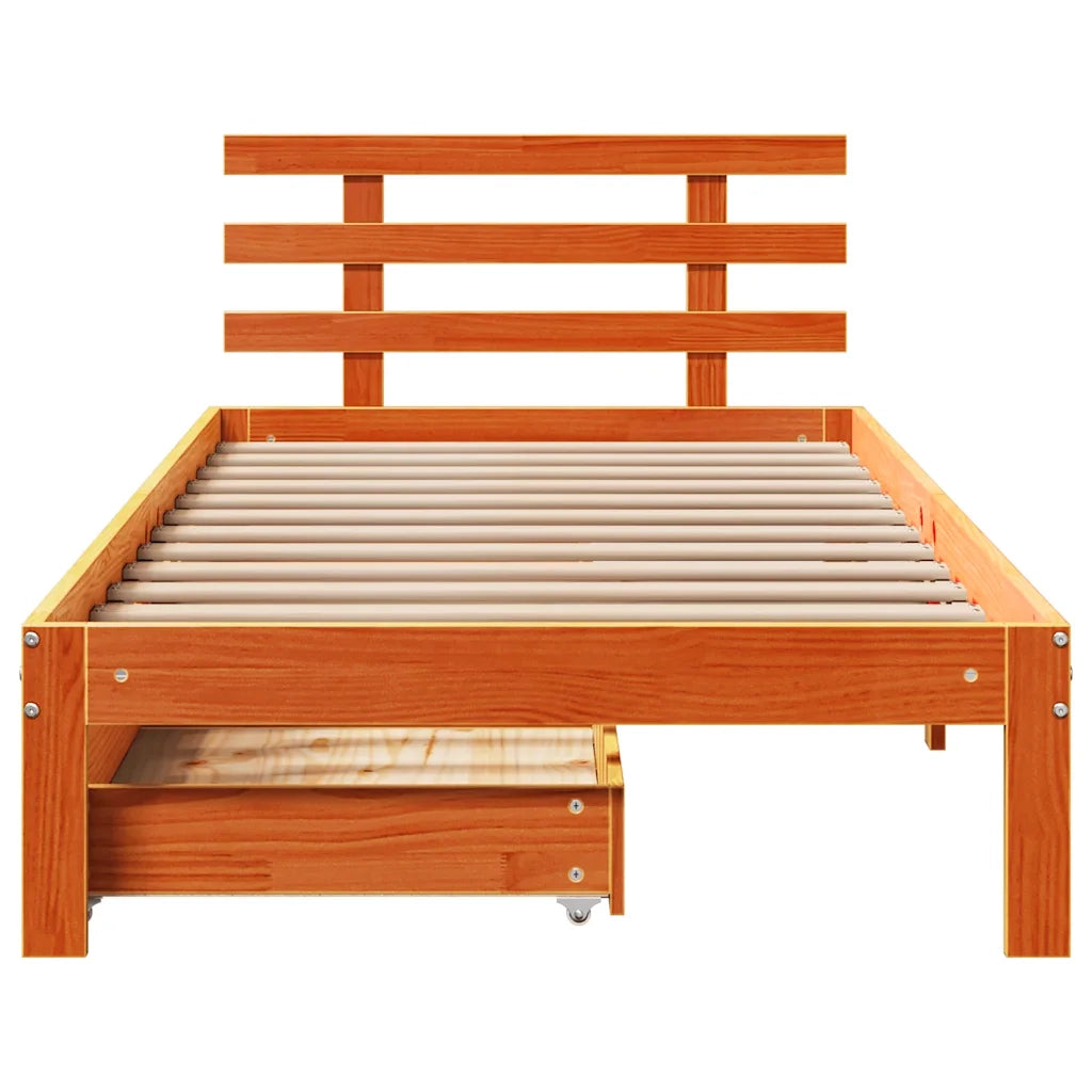 Giroletto Cassetti Marrone Cera 100x200 cm Legno Massello Pino