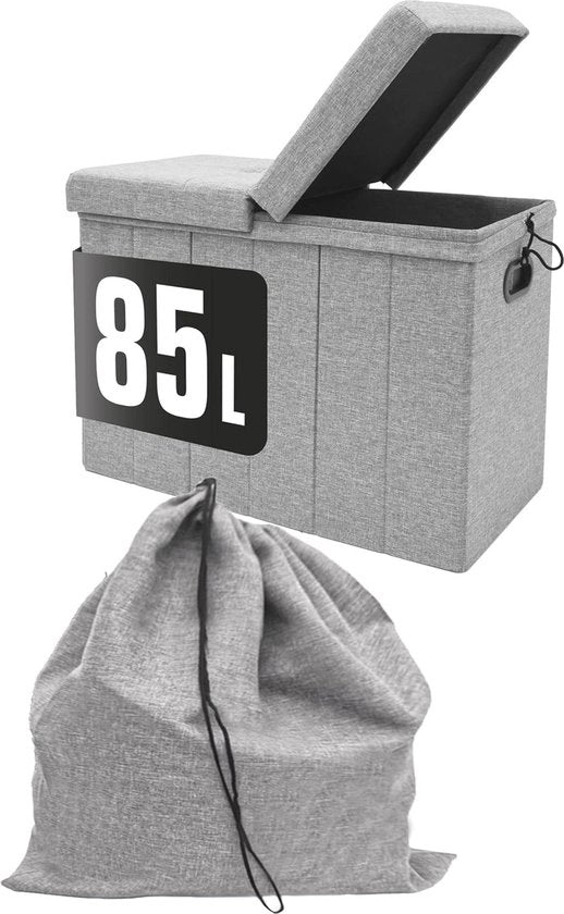 Asciugatrice Opvoglibile 85L con Coperchio e Pedane - Scatola per Lavatrice per Bagno e Camera da Letto