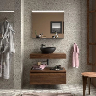 Cassettiera bagno 80 cm sospesa in noce maya con chiusura soft close - Sumo