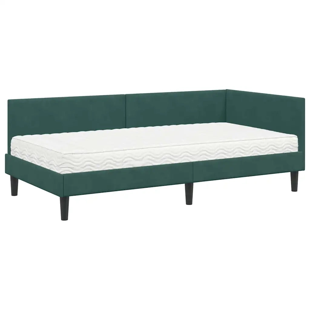 Struttura Letto Angolare con Materasso 2 pcs Verde Velluto 3393780