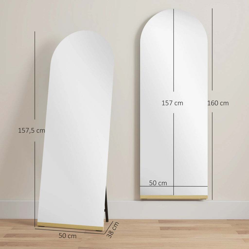 Specchio a Pieno Corpo Curvo senza Cornice ¨C zephmum ¨C Legno 160x50 cm