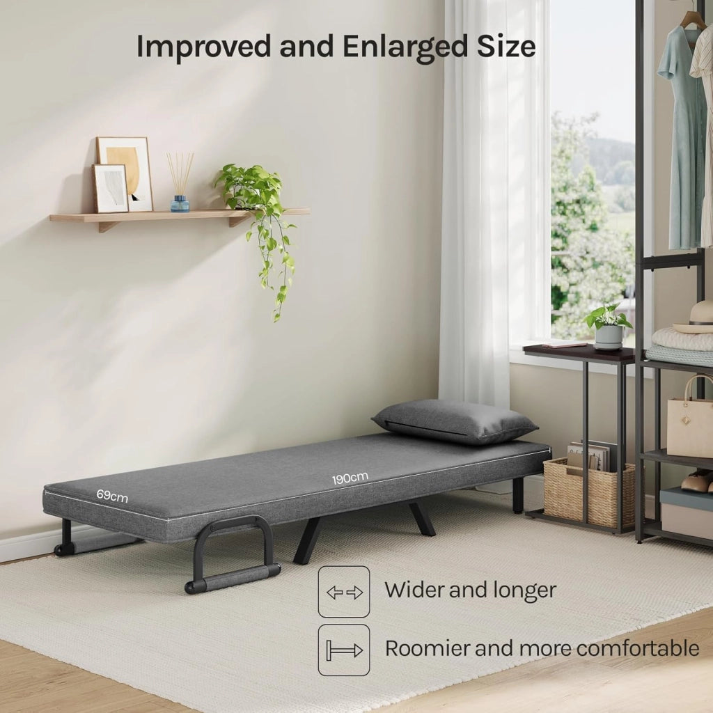Poltrona Relax Reclinabile Convertibile, Divano Letto Trasformabile 3 in 1, con Schienale Regolabile in 5 Posizioni, Cuscino Rimovibile, Seduta Imbottita, 80x74x82cm, Grigio Scuro