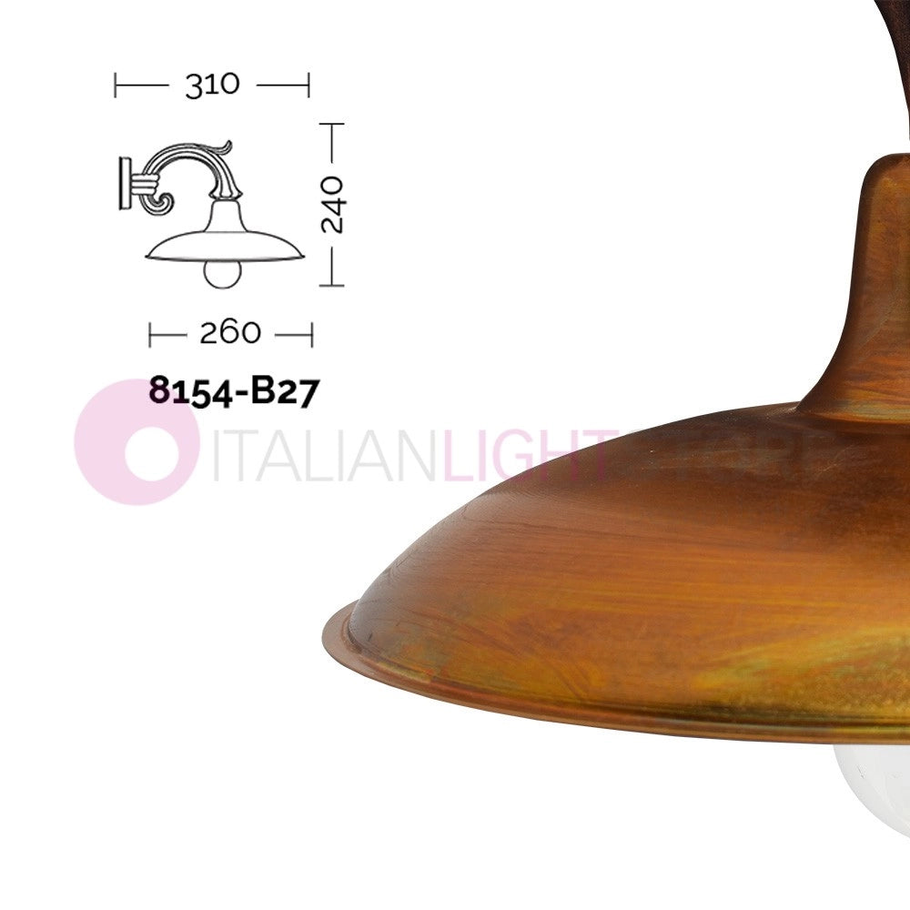 NIKE ANTRACITE Lampada a Parete da Esterno con piatto in ottone anticato