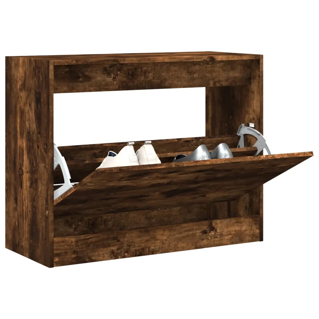 Scarpiera-Scaffale per scarpe Rovere Fumo 80x34x63 cm in Legno Multistrato