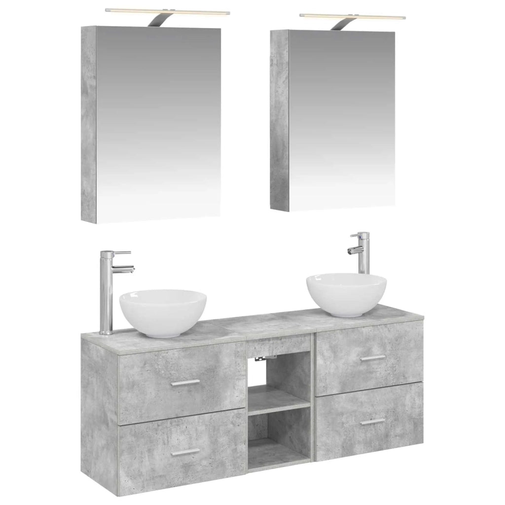 Set di Armadi da Bagno 5 pcs Grigio Cemento 50 x 14,5 x 70 cm 3406674