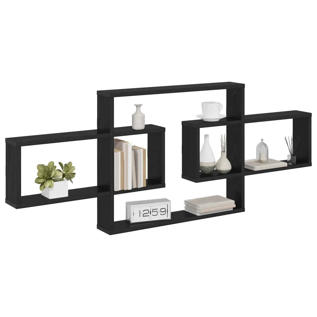 Scaffale da parete Rovere Nero 130 x 10 x 50 cm 8012453