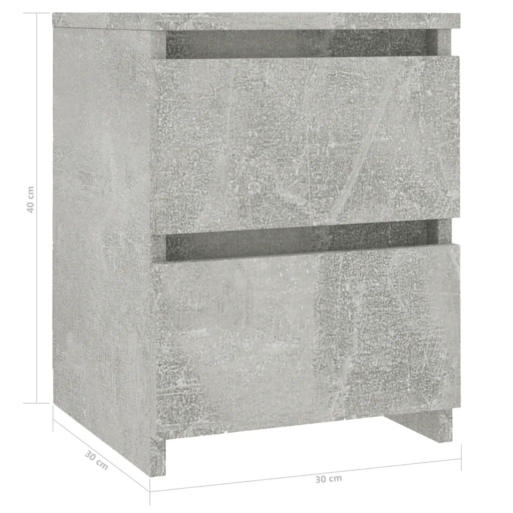 Comodino-Tavolino da notte Grigio Cemento 30x30x40 cm in Legno Multistrato