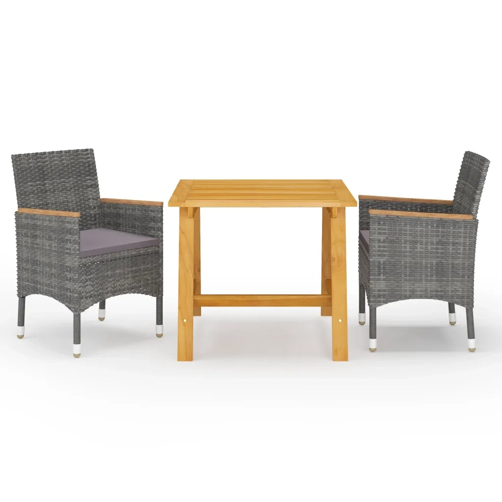 Set Mobili da Pranzo per Giardino 3 pz Grigio cod mxl 36072