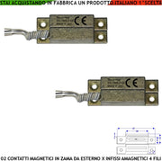 Rilevatore Magnetico in Zama da Esterno Con Alette Forate di Fissaggio 2 Pezzi Reed Sottovuoto Sensibilità Magnetica 10 mm Tensione Max 30 V 10 W Carico Resistivo Uscita 4 Fili 2 NC e 2 Tamper P. IP65