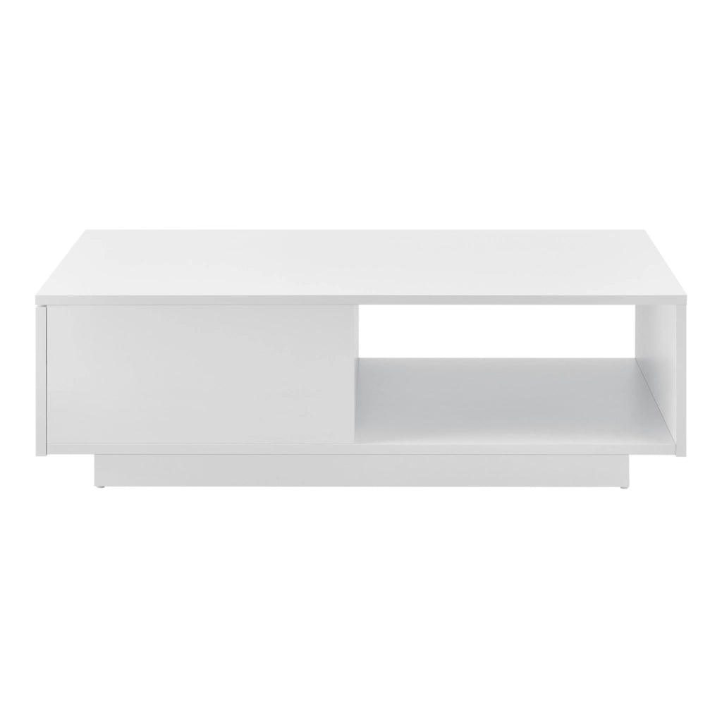 Tavolino da Caffè Biskra con Cassetto e Scomparto Aperto 95 x 55 x 31 cm - Bianco Lucido [en.casa]