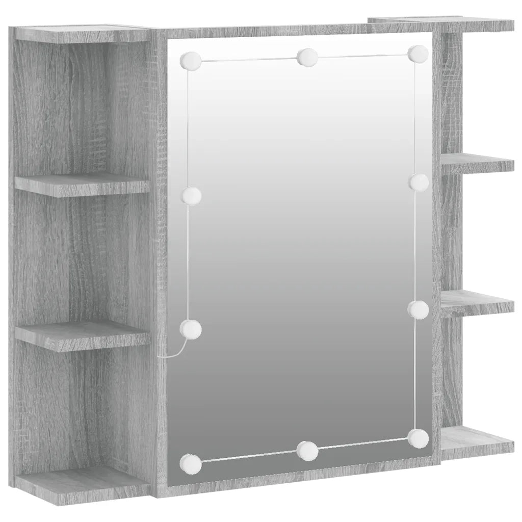 Mobile a Specchio con LED-Armadietto a Specchio Grigio Sonoma 70x16,5x60 cm