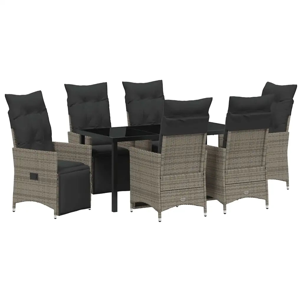 Set da Pranzo per Giardino con cuscino 7 pcs Grigio polyrattan 3379580