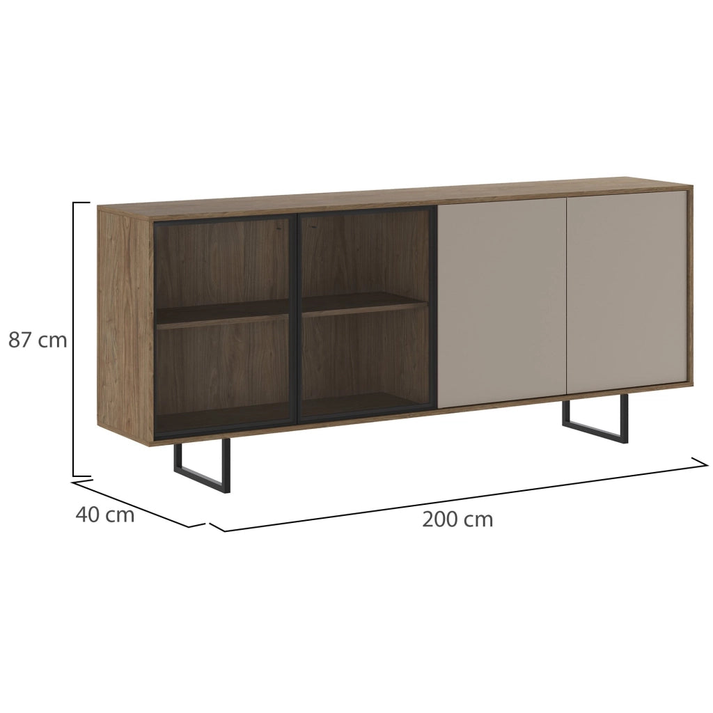Madia Malnate, Credenza 3 Ripiani, 200x40x87h cm Beige