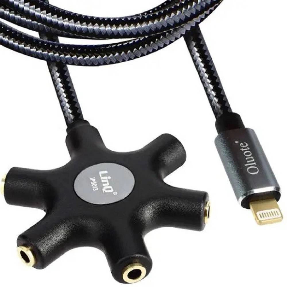 Trade Shop - Cavo Audio Da Lightning A 5 Jack Femmina Adattatore 5 In 1 Da 5 Metri Ip5050 -