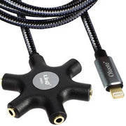 Trade Shop - Cavo Audio Da Lightning A 5 Jack Femmina Adattatore 5 In 1 Da 5 Metri Ip5050 -