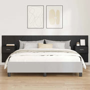 Testata con Comodino 3 pcs Rovere Nero Legno multistrato