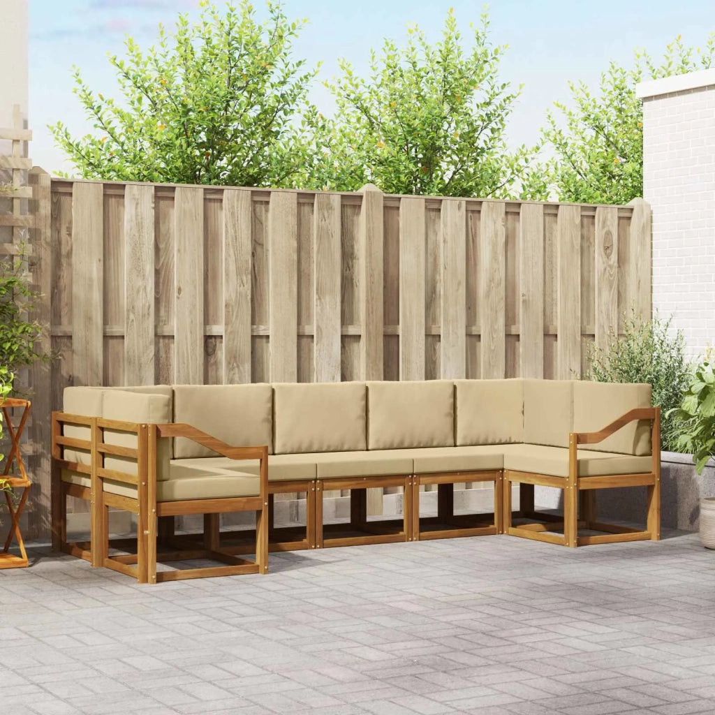 Set di divani da esterno con cuscino 7 pcs Naturale e Beige