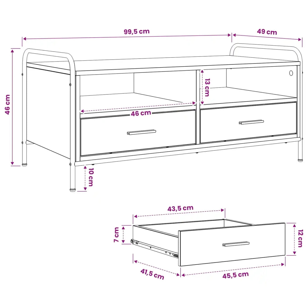 Tavolino da salotto Sonoma grigio 99,5 x 49 x 46 cm 8013617