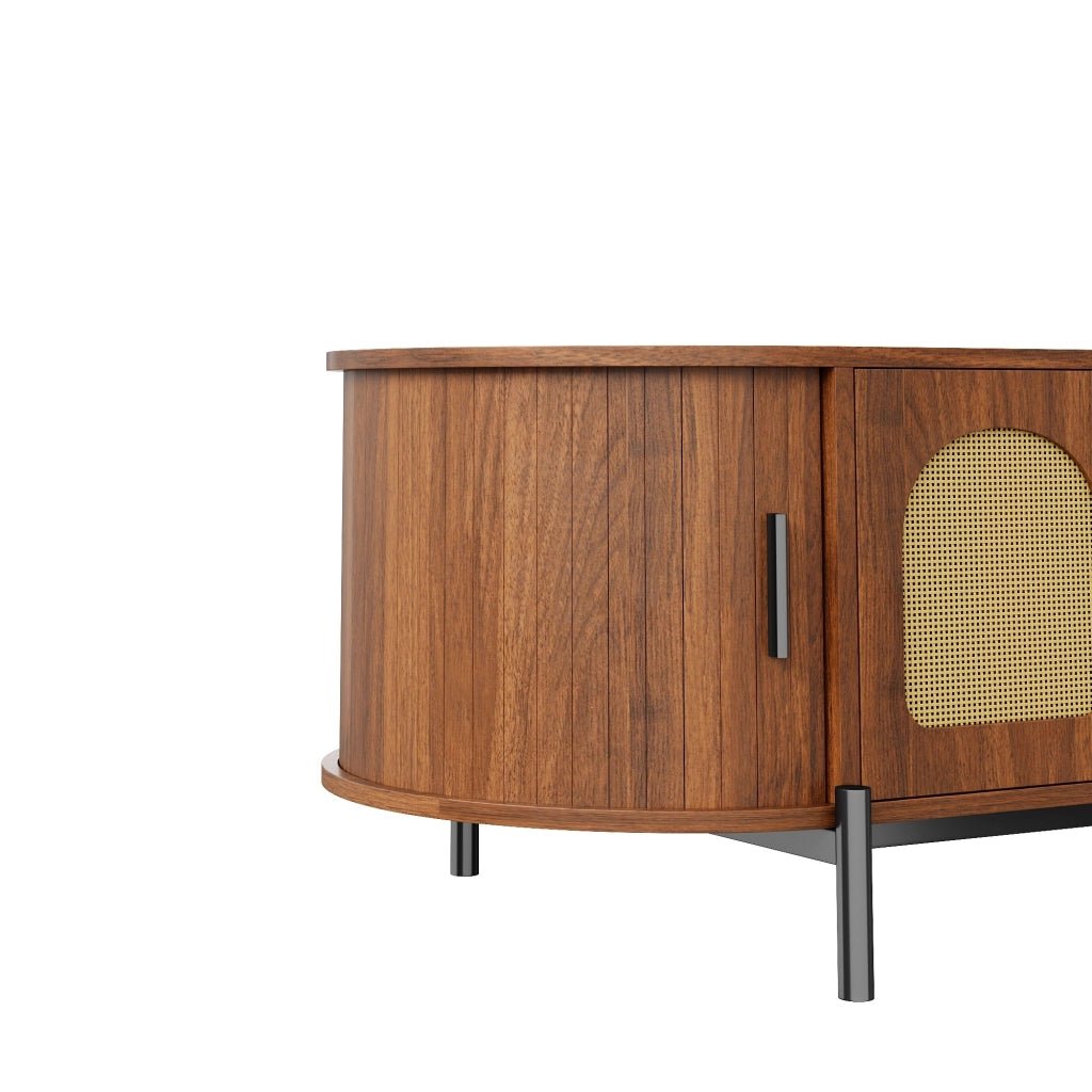 TAVOLO DA CAFFÈ OVALE 100x50x40 cm MDF Noce con ante scorrevoli