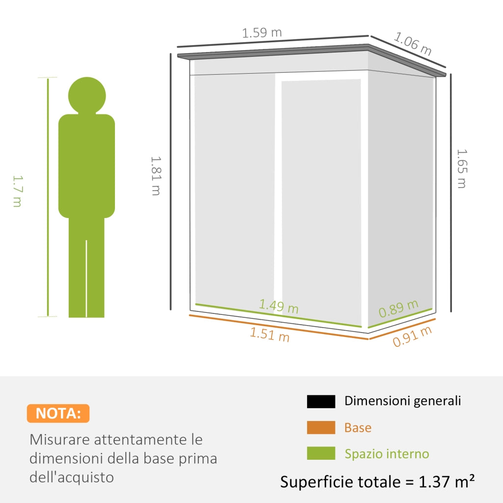 Casetta da Giardino in Metallo ¨C zephmum ¨C 159x106x181 cm Marrone