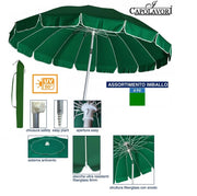 Ombrellone Mare Spiaggia Luxury Struttura in Alluminio Verde 220 cm