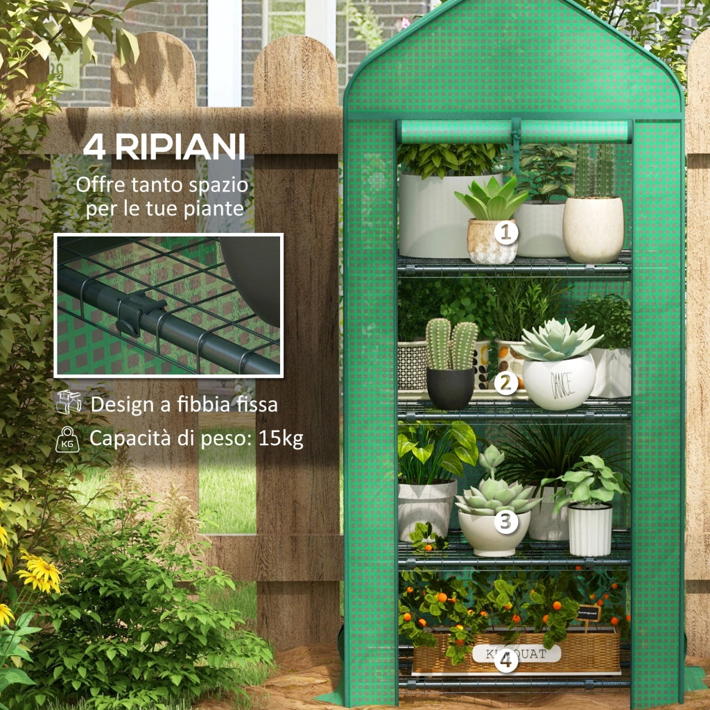 Serra per Piante da Giardino con Porta ¨C Zephmum ¨C Verde Scuro Metallo 69x49x158 cm