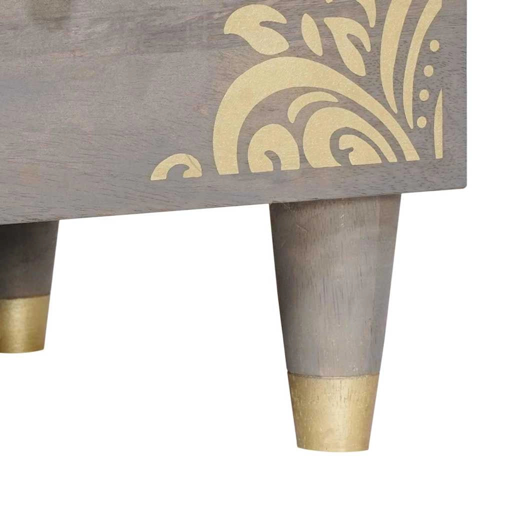 Mobile porta TV moderno con contenitore 100 x 33 x 46 cm design pratico ed elegante in legno di mango grigio 02_0057886
