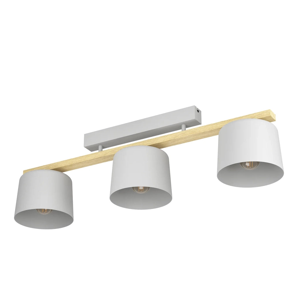 Plafoniera Minimal Mariel Acciaio Grigio Grigio Chiaro 3 Luci E27