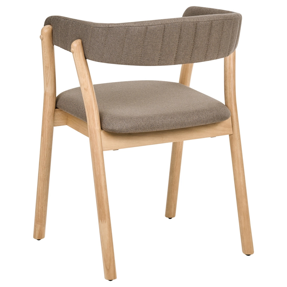 Set di 2 sedie da pranzo in marrone chiaro e tessuto poliestere marrone Gambe in legno di gomma Stile retrò tradizionale