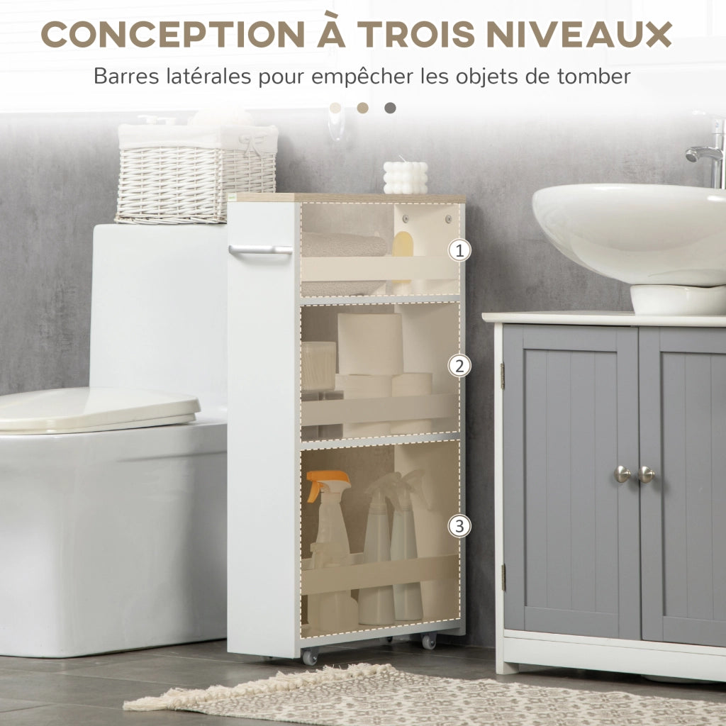 Carrello a 3 livelli ¨C zephmum ¨C 48x15x80 cm bianco