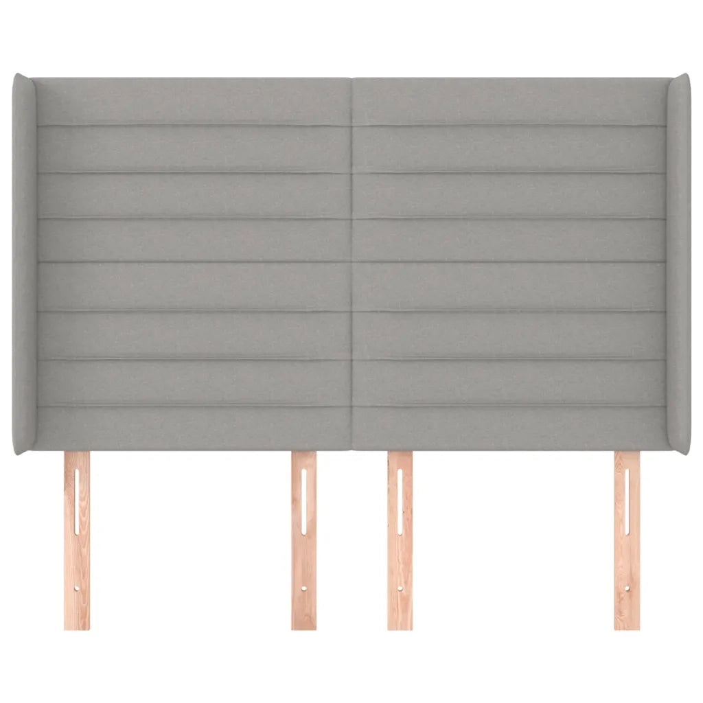 Testiera | Testata ad Orecchio Grigio Chiaro 147x16x118/128 cm in Tessuto