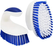 2 pezzi di spazzola rigida per pulizia, borsetta Heavy Duty con manico di legno massiccio per pulire pavimento, tappeto, piastrelle, doccia, bagno, copertura (Azzurro-Bianco)