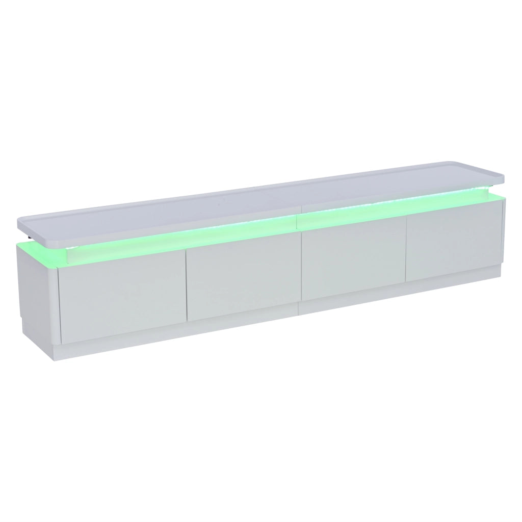 Mobile porta TV bianco lucido 180 cm con 4 cassetti e LED