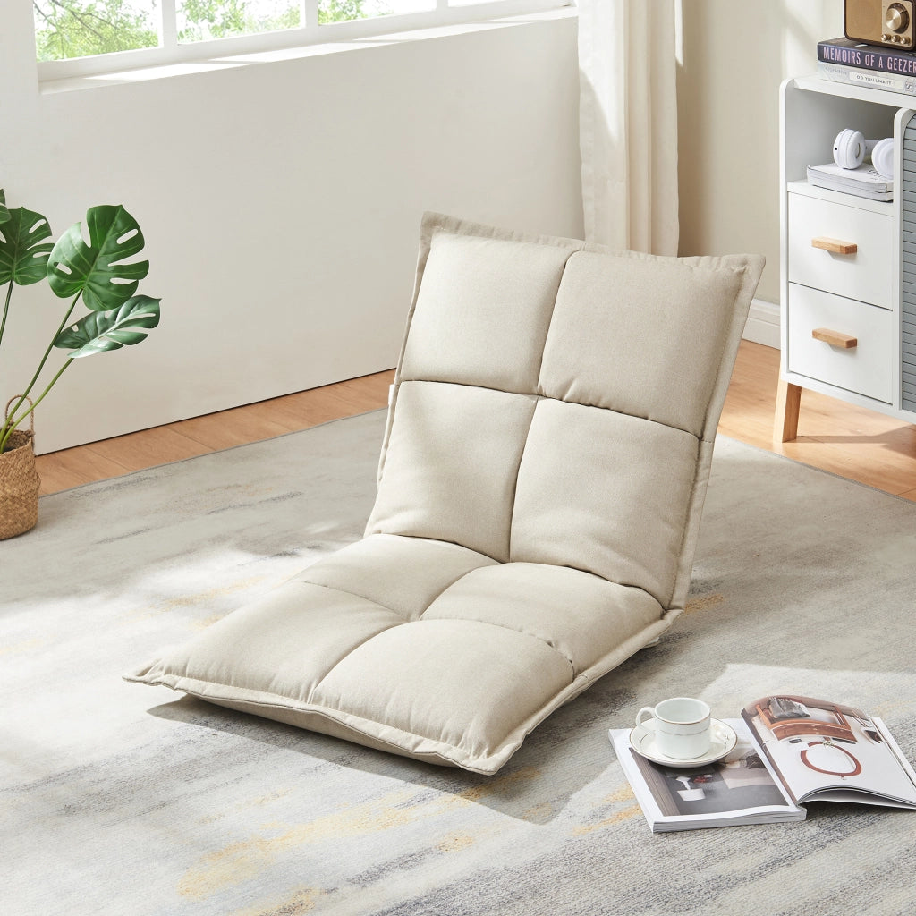 Set di 2 Sedie da Pavimento Deinze con Schienale Regolabile - Beige [en.casa]