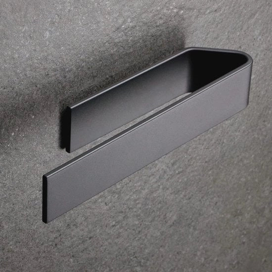 Sostegno per asciugamani senza perforazione | Adesivo per parete per bagno e cucina - 22 cm, nero