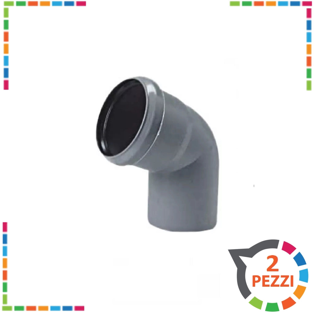 Curva 67° diam. 40 mm per tubo scarichi domestici 2 pezzi
