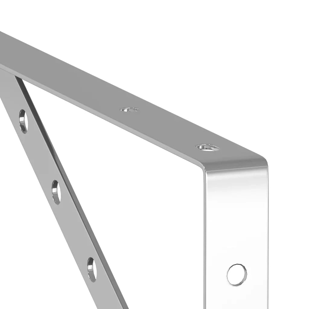 4 pz Staffe per Mensola | Ripiano | Scaffale 40x2,5x25 cm in Acciaio Inox Argento