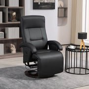 Poltrona relax girevole in similpelle nera con funzione reclinabile e poggiapiedi