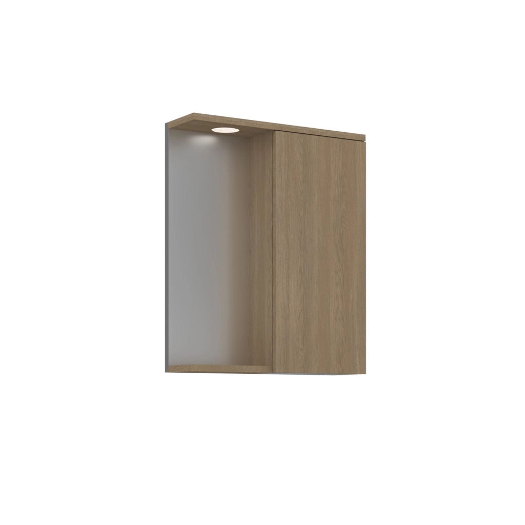 Mobile da bagno con specchio "Purus 55" - 56 x 18 x 68 cm - Rovere Sonomo