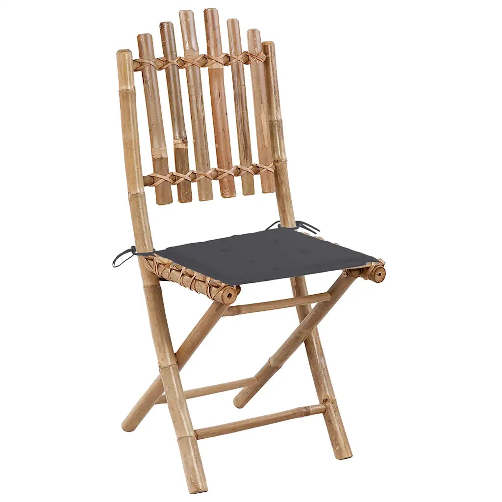 Sedie da Giardino Pieghevoli 2 pz con Cuscini in BambÃ¹ cod mxl 17401