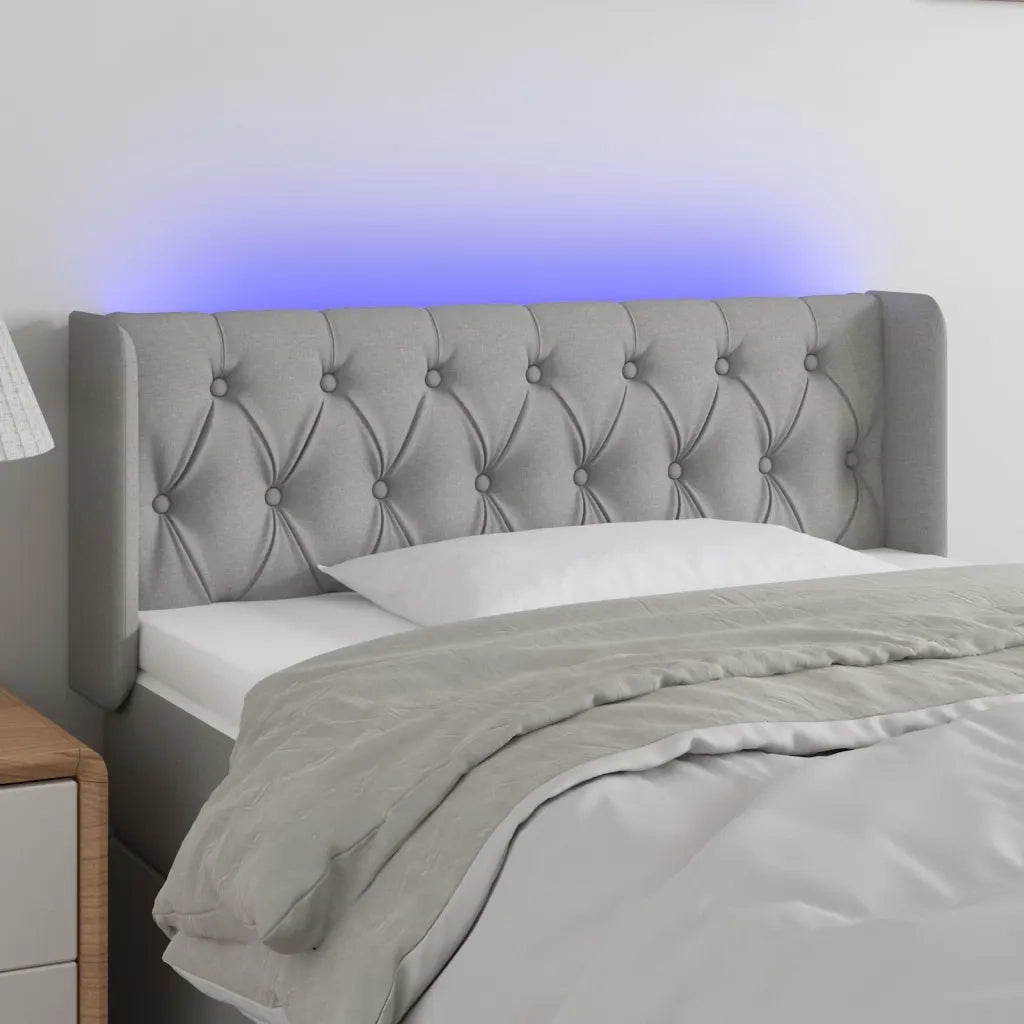 Testiera-Testata Decorativa Grigio Chiaro a LED 103x16x78/88 cm in Tessuto 412588