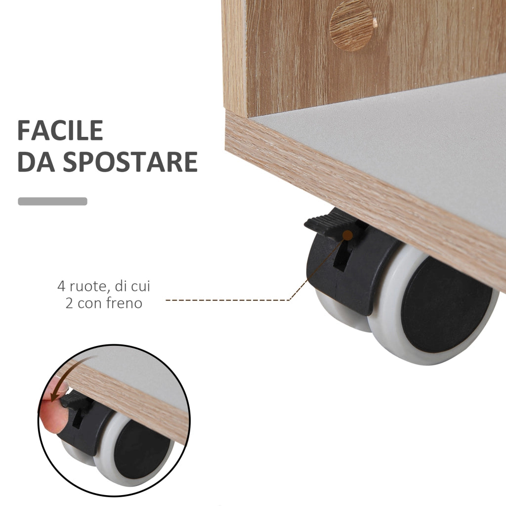 Carrello per Cucina con Cassetto ¨C zephmum ¨C Nero e Rovere, 78x39.5x88.5 cm
