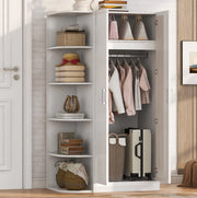 Armadio a 2 ante con ripiani e cassetti 90 x 55 x 170 cm in MDF bianco