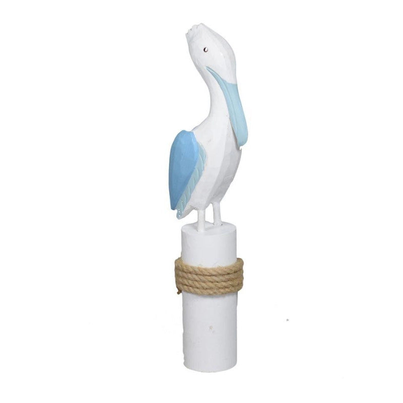 Pellicano mare legno bianco/azzurro cm 12x7,5h38